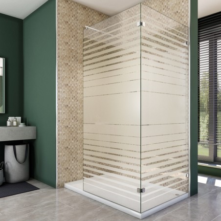 Walk In Dusche  - Almada 05 - Duschwand - Chrom - Stripes