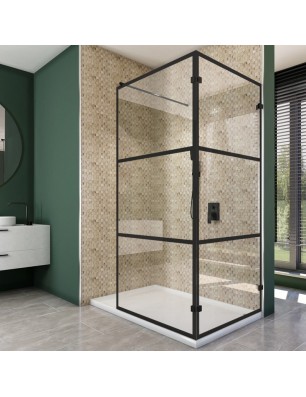 Walk In Dusche  - Amora 05 - Duschwand - Schwarz - Loft 1