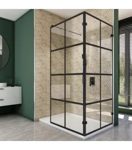 Walk In Dusche - Amora 05 - Duschwand - Schwarz - Loft 2