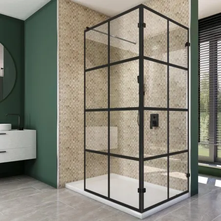 Walk In Dusche - Amora 05 - Duschwand - Schwarz - Loft 2