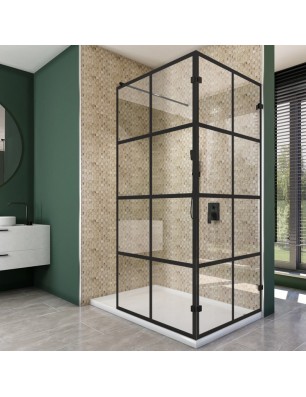 Walk In Dusche  - Amora 05 - Duschwand - Schwarz - Loft 2
