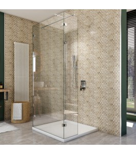 Walk In Dusche  - Almada 07 - Duschwand - Chrom - Klarglas