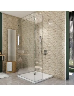 Walk In Dusche - Almada 07 - Duschwand - Chrom - Klarglas