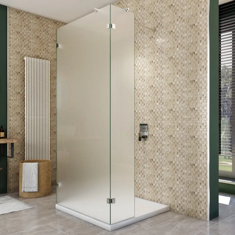 Walk In Dusche - Almada-07 - Duschwand - Chrom - Satino