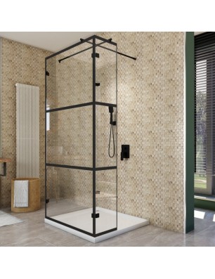 Walk In Dusche  - Amora 07 - Duschwand - Schwarz - Loft 1