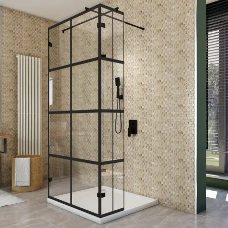 Walk In Dusche - Amora 07 - Duschwand - Schwarz - Loft 2