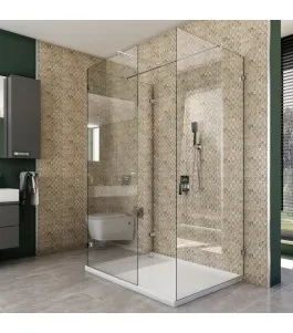 Walk In Dusche - Almada 08 - Duschwand - Chrom - Klarglas