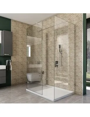 Walk In Dusche - Almada 08 - Duschwand - Chrom - Klarglas