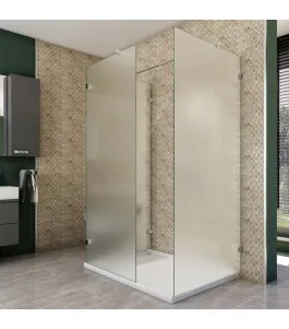 Walk In Dusche - Almada 08 - Duschwand - Chrom - Satino