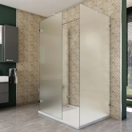 Walk In Dusche - Almada 08 - Duschwand - Chrom - Satino