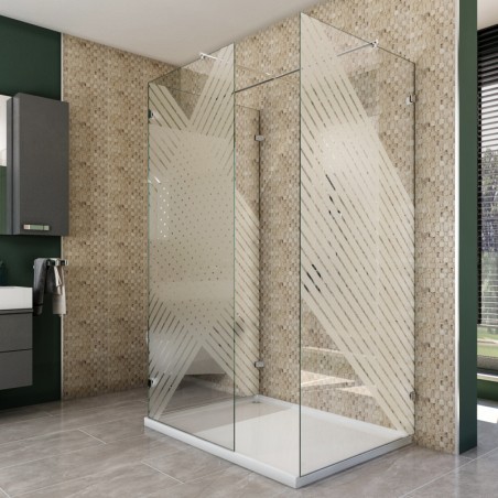 Walk In Dusche  - Almada 08 - Duschwand - Chrom - Bevels
