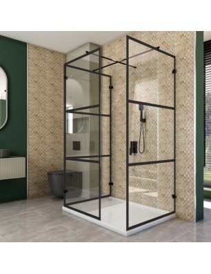 Walk In Dusche  - Amora 08 - Duschwand - Schwarz - Loft 1