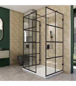 Walk In Dusche - Amora 08 - Duschwand - Schwarz - Loft 2