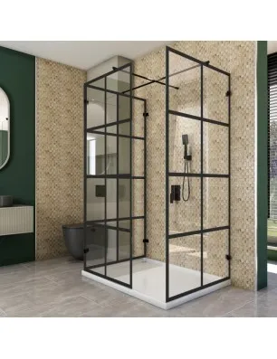 Walk In Dusche - Amora 08 - Duschwand - Schwarz - Loft 2