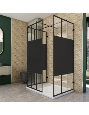 Walk In Dusche  - Amora 08 - Duschwand - Schwarz - Loft 4