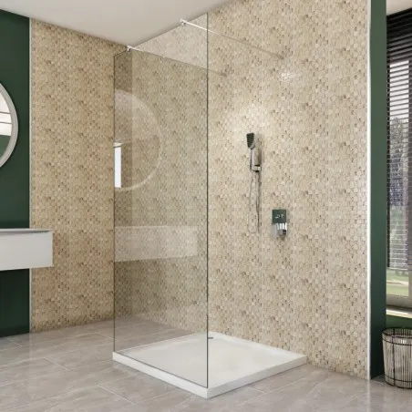 Walk In Dusche - Almada 09 - Duschwand - Chrom - Klarglas