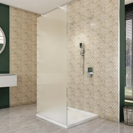 Walk In Dusche - Almada 09 - Duschwand - Chrom - Satino