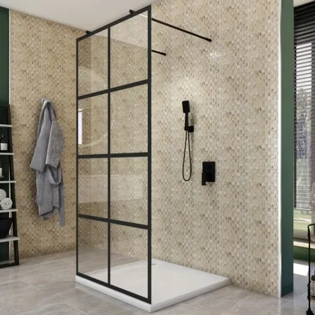 Walk In Dusche - Amora 09 - Duschwand - Schwarz - Loft 2