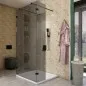 Walk In Dusche - Amora-10 - Duschwand - Schwarz - Grauglas