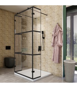 Walk In Dusche  - Amora 10 - Duschwand - Schwarz - Loft 1