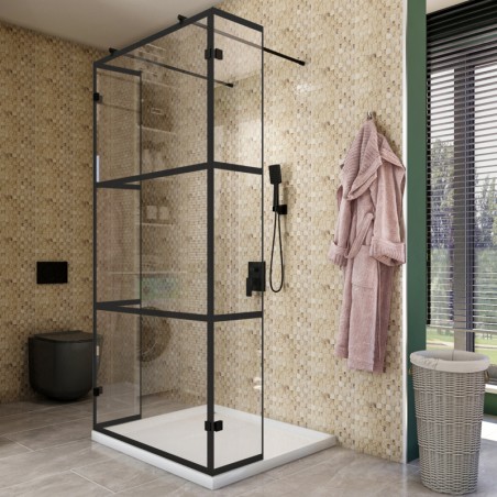 Walk In Dusche  - Amora 10 - Duschwand - Schwarz - Loft 1