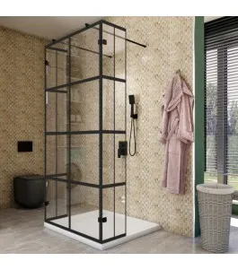 Walk In Dusche - Amora 10 - Duschwand - Schwarz - Loft 2