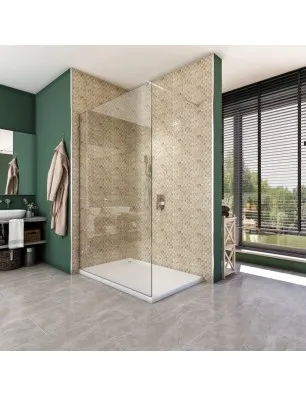 Walk In Dusche - Almada 01 - Duschwand - Chrom - Klarglas