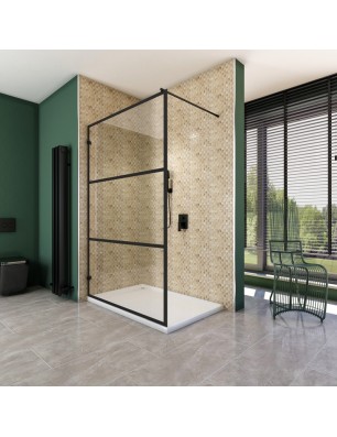 Walk In Dusche  - Amora 01 - Duschwand - Schwarz - Loft 1