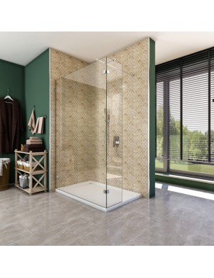 Walk In Dusche  - Almada 03 - Duschwand - Chrom - Klarglas