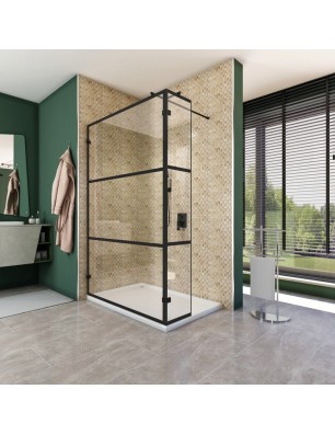Walk In Dusche  - Amora 03 - Duschwand - Schwarz - Loft 1