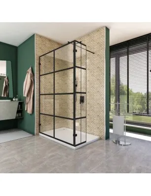 Walk In Dusche - Amora 03 - Duschwand - Schwarz - Loft 2