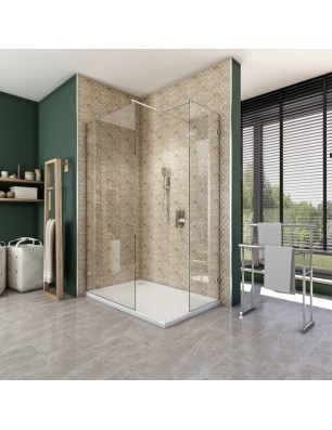 Walk In Dusche  - Almada 04 - Duschwand - Chrom - Klarglas