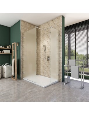 Walk In Dusche  - Almada 04 - Duschwand - Chrom - Satino