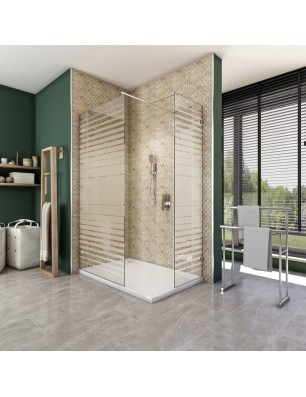 Walk In Dusche  - Almada 04 - Duschwand - Chrom - Stripes