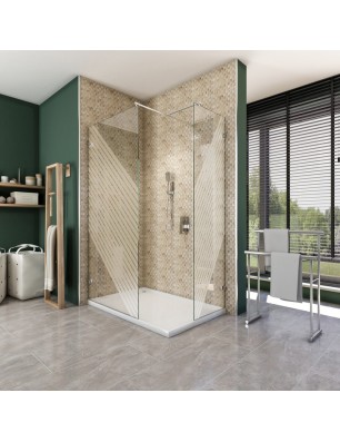 Walk In Dusche  - Almada 04 - Duschwand - Chrom - Bevels