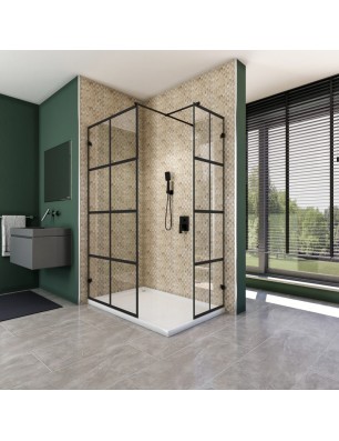Walk In Dusche  - Amora 04 - Duschwand - Schwarz - Loft 2