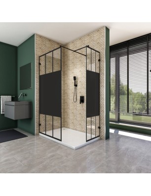 Walk In Dusche  - Amora 04 - Duschwand - Schwarz - Loft 4