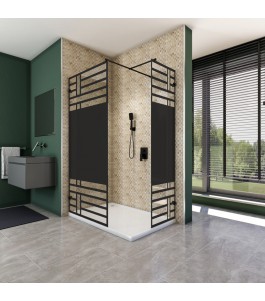Walk In Dusche  - Amora 04 - Duschwand - Schwarz - Loft 5