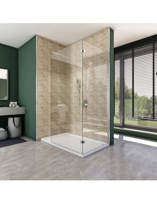 Walk In Dusche  - Almada 05 - Duschwand - Chrom - Klarglas