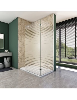 Walk In Dusche  - Almada 05 - Duschwand - Chrom - Stripes