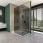 Walk In Dusche - Amora-05 - Duschwand - Schwarz - Grauglas Walk In Dusche - Amora-05 - Duschwand - Schwarz - Grauglas