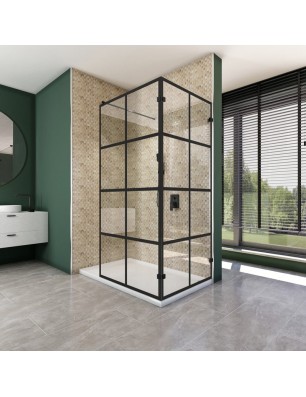Walk In Dusche  - Amora 05 - Duschwand - Schwarz - Loft 2