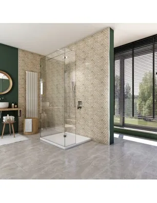 Walk In Dusche - Almada 07 - Duschwand - Chrom - Klarglas