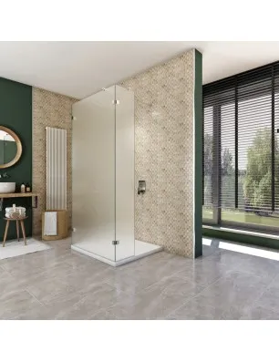 Walk In Dusche - Almada 07 - Duschwand - Chrom - Satino