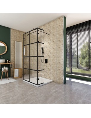Walk In Dusche  - Amora 07 - Duschwand - Schwarz - Loft 2