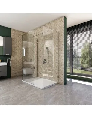 Walk In Dusche - Almada 08 - Duschwand - Chrom - Klarglas