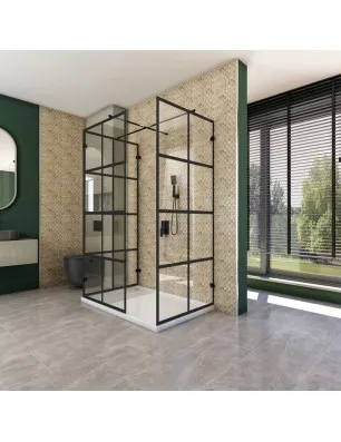 Walk In Dusche - Amora 08 - Duschwand - Schwarz - Loft 2