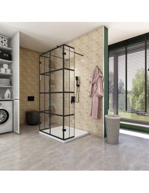 Walk In Dusche  - Amora 10 - Duschwand - Schwarz - Loft 2