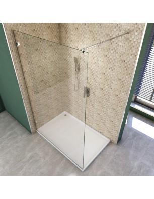 Walk In Dusche  - Almada 01 - Duschwand - Chrom - Klarglas