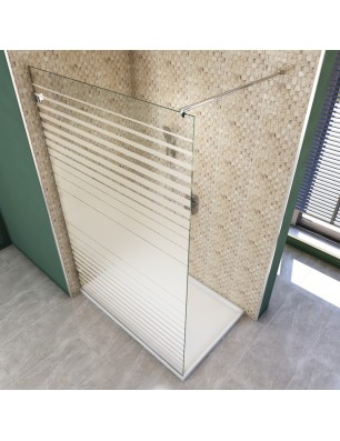 Walk In Dusche  - Almada 01 - Duschwand - Chrom - Stripes